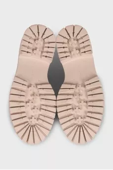 Beige round toe loafers