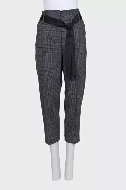 Printed wool and cashmere capri pants