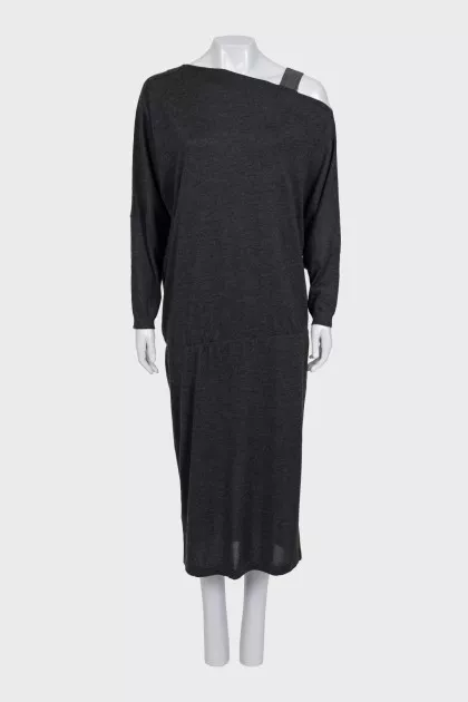 Off-the-shoulder cashmere and silk dress