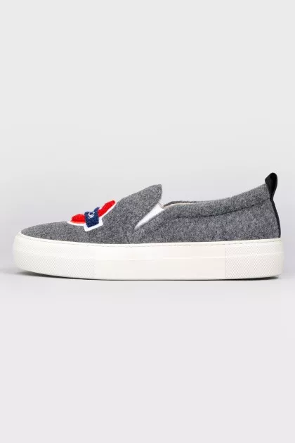 Textile slip-ons with stripes