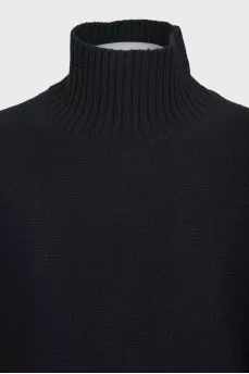 Wool dress with a high collar