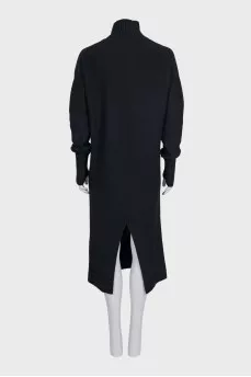 Wool dress with a high collar