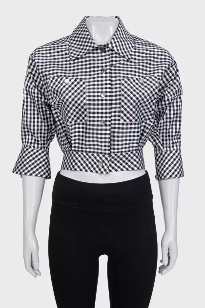 Cropped silk blouse