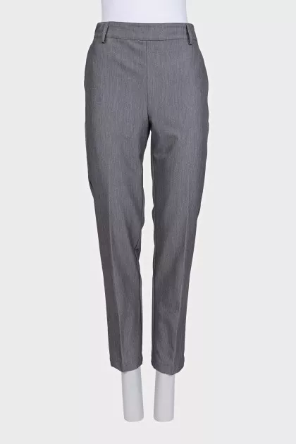 Gray classic straight-leg trousers