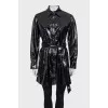 Fitted patent leather raincoat