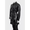 Fitted patent leather raincoat