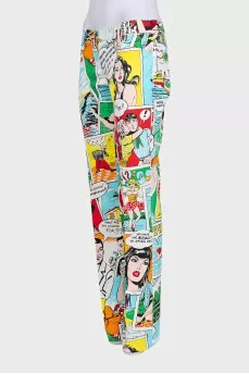 Low-waist trousers with a bright print