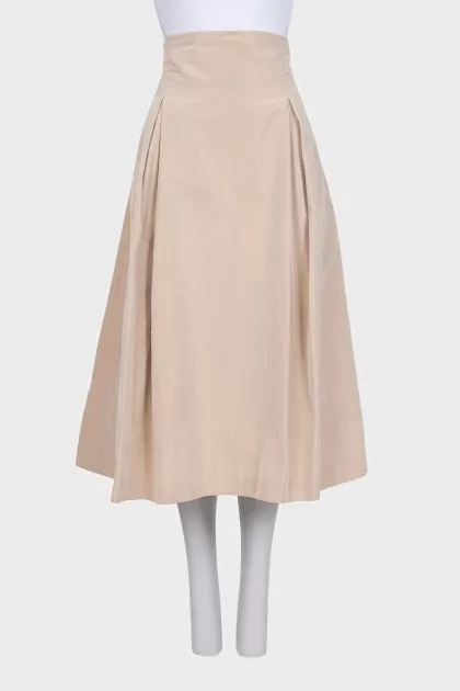 Zip-up midi skirt with belt