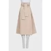 Zip-up midi skirt with belt