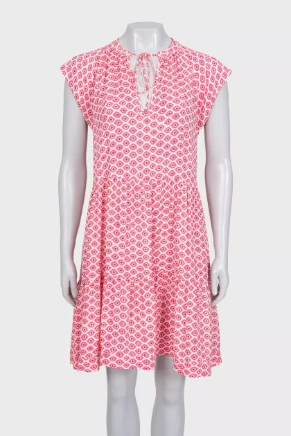Loose-fitting printed tie-up dress