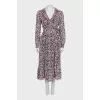 Floral print wrap dress with ruffles