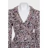 Floral print wrap dress with ruffles