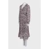 Floral print wrap dress with ruffles