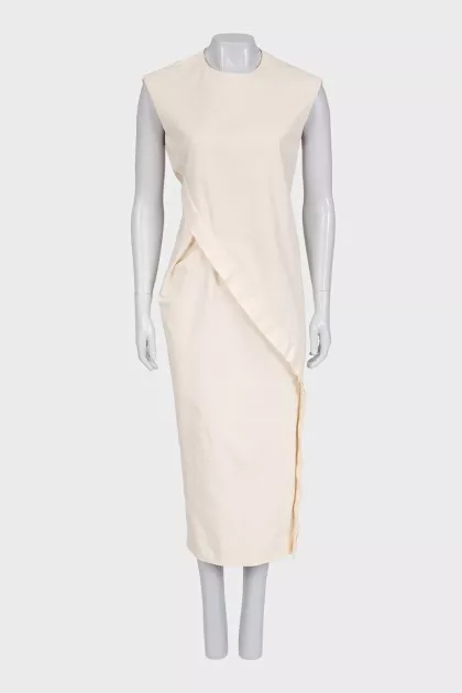 Beige denim dress with a zipper