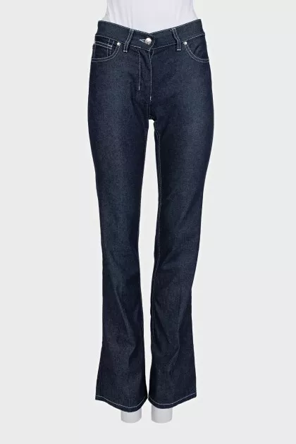 Blue jeans with embroidered logo