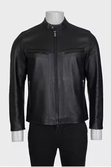 Men's straight-cut leather jacket