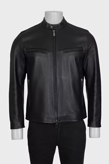 Men's straight-cut leather jacket