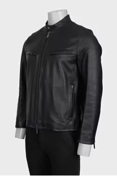 Men's straight-cut leather jacket
