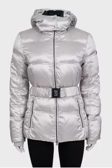 Fitted down jacket with a detachable hood