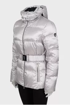 Fitted down jacket with a detachable hood