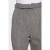 Checkered wool trousers with belt