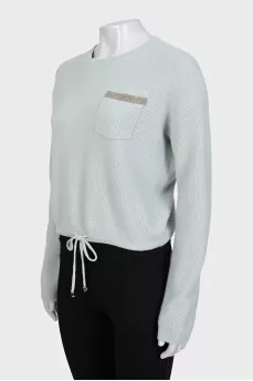 Wool and cashmere jumper with ties