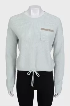 Wool and cashmere jumper with ties