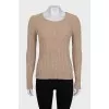 Brown jumper with a zip on the shoulder