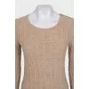 Brown jumper with a zip on the shoulder