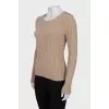 Brown jumper with a zip on the shoulder