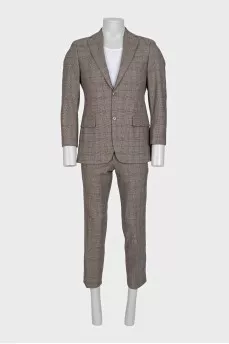 Men's brown checkered suit
