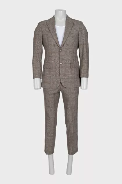 Men's brown checkered suit