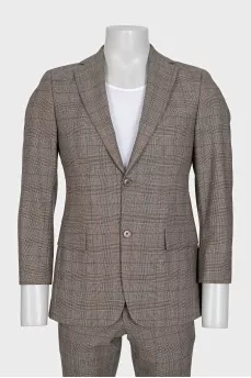 Men's brown checkered suit