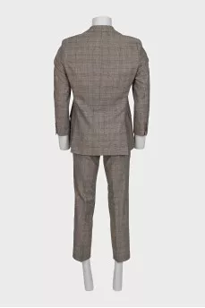 Men's brown checkered suit