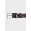 Men's brown leather belt with embossing