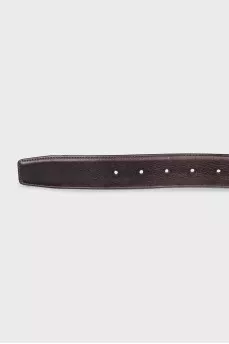 Men's brown leather belt with embossing