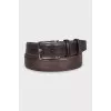 Men's brown leather belt with embossing