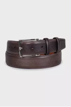 Men's brown leather belt with embossing