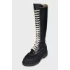 High leather boots with laces