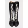 High leather boots with laces