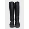 High leather boots with laces