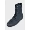 Men's insulated blue leather boots