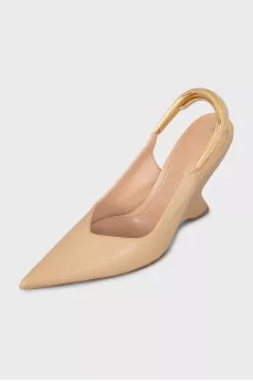 Beige wedge slingbacks