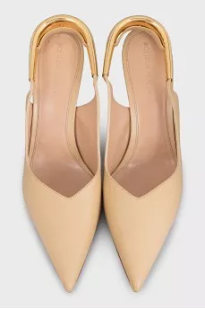 Beige wedge slingbacks