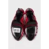 Red embossed leather sandals