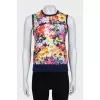 T-shirt with a silk insert in a floral print