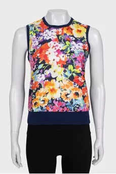 T-shirt with a silk insert in a floral print