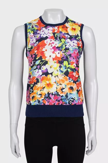 T-shirt with a silk insert in a floral print