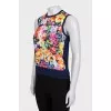 T-shirt with a silk insert in a floral print