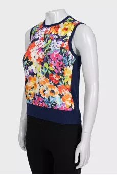 T-shirt with a silk insert in a floral print